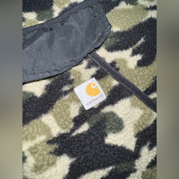 Carhartt Relaxed Fit Fleece Pullover in Black Blind Duck Camo Size XL - Picture 6 of 9